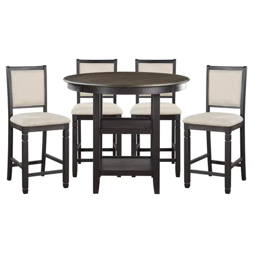Asher Round Counter Height Table and 4 Bar Stools