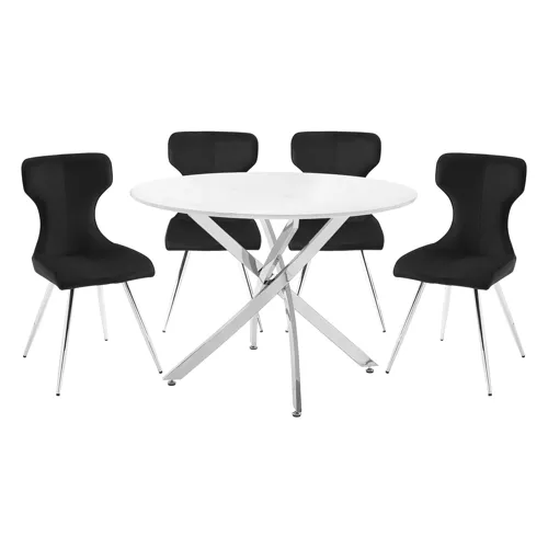 Topeka Round Dining Table and 4 Side Chairs