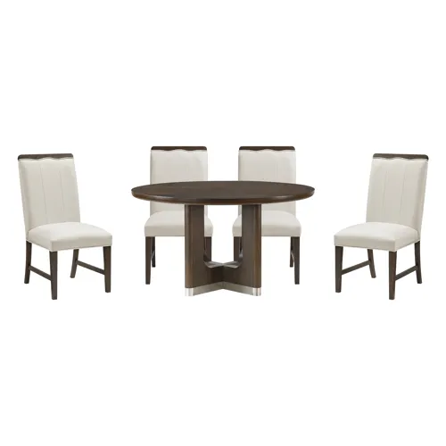 Clara Round Dining Table and 4 Side Chairs