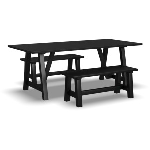 Trestle Dining Table with 2 Benches