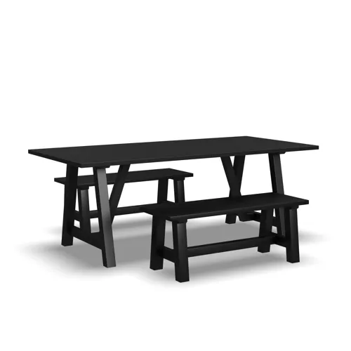 Trestle Dining Table with 2 Benches