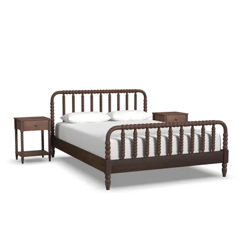 Spindle Queen Bed and Two Nightstands