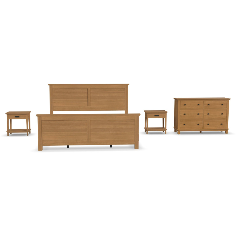 Oak Park King Bed, Two Nightstands and Dresser 59106022O by homestyles