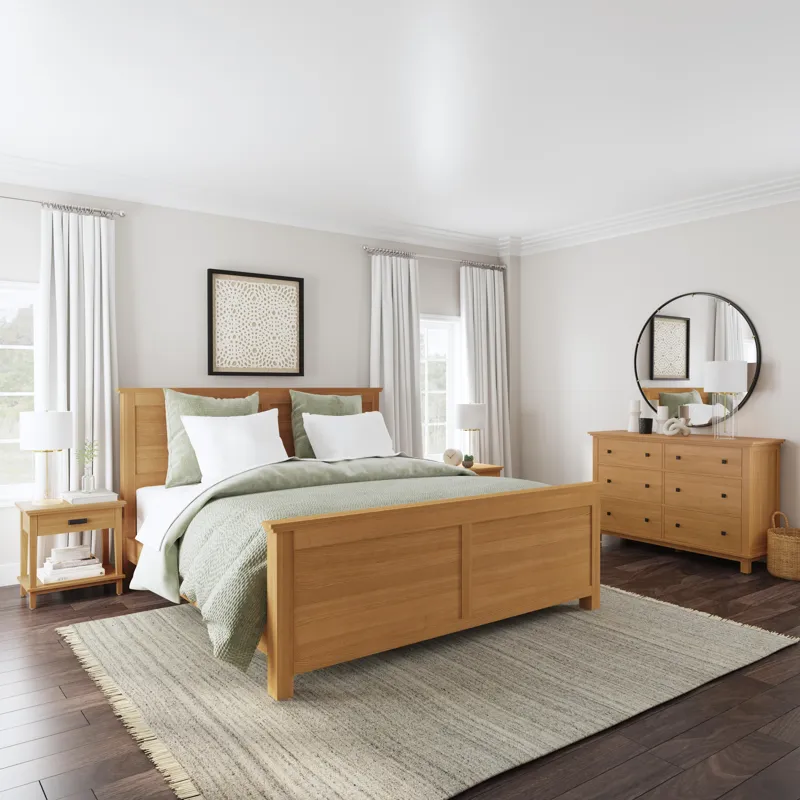 King Bed, Two Nightstands and Dresser