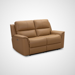 Dakota Triple Power Leather Reclining Loveseat - Buff