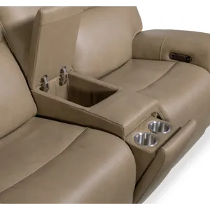 Hooker Ready-Made Upholstery Riverton Power Gliding Console Loveseat with Power Headrest and Lumbar