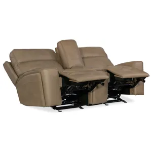 Hooker Ready-Made Upholstery Riverton Power Gliding Console Loveseat with Power Headrest and Lumbar