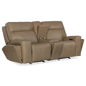 Hooker Ready-Made Upholstery Riverton Power Gliding Console Loveseat with Power Headrest and Lumbar