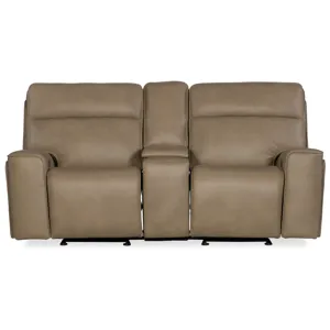 Hooker Ready-Made Upholstery Riverton Power Gliding Console Loveseat with Power Headrest and Lumbar