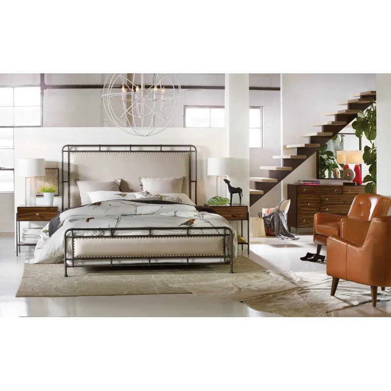 Studio 7H Slumbr Queen Metal Upholstered Bed Room