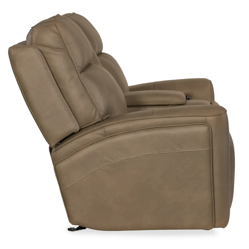 Hooker Ready-Made Upholstery Riverton Power Gliding Console Loveseat with Power Headrest and Lumbar