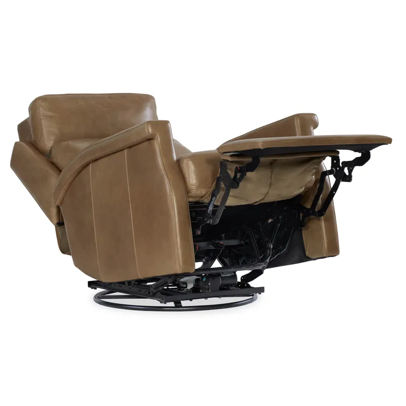 Hooker Ready-Made Upholstery Kaufman Swivel Power Recliner with Pop-Up Headrest