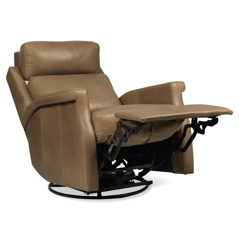Hooker Ready-Made Upholstery Kaufman Swivel Power Recliner with Pop-Up Headrest