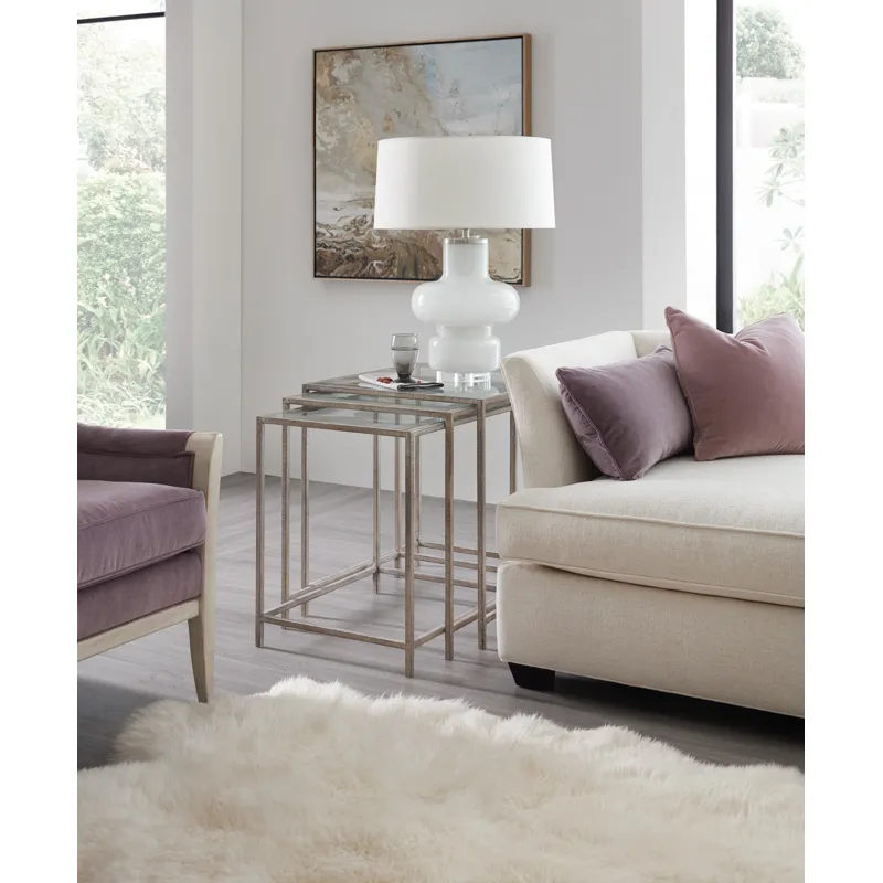 Novella Wavecrest Metal and Glass Nesting Tables Room