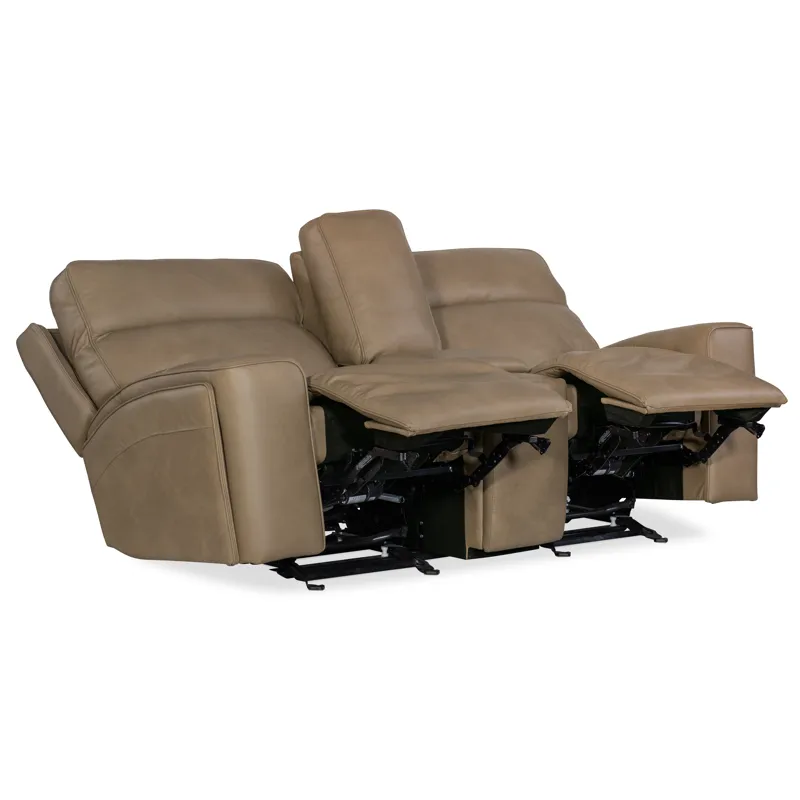 Hooker Ready-Made Upholstery Riverton Power Gliding Console Loveseat with Power Headrest and Lumbar