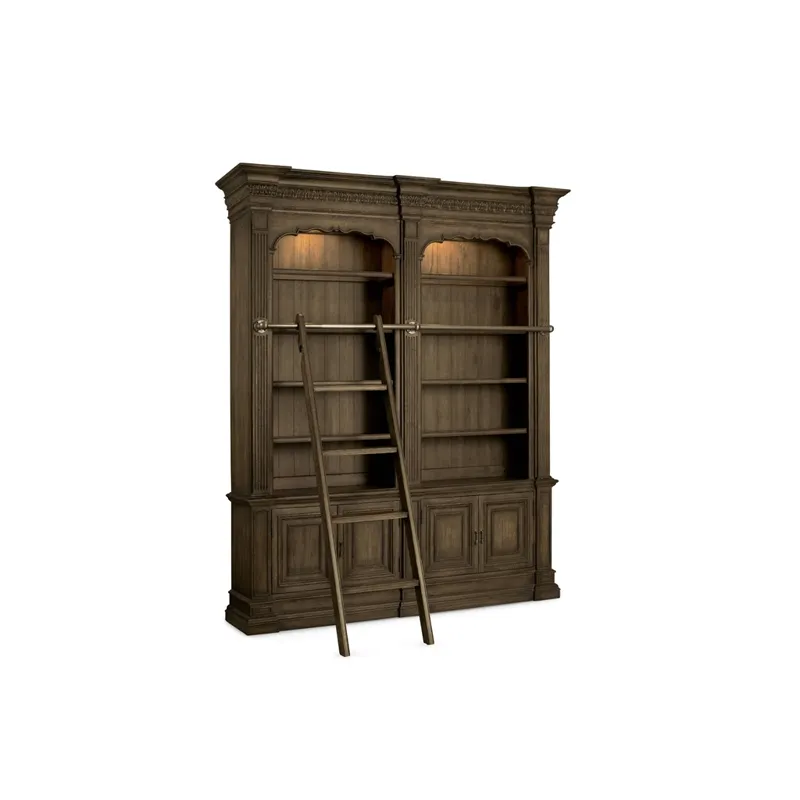 Hooker Furniture Home Office Rhapsody Double Bookcase with Ladder and Rail