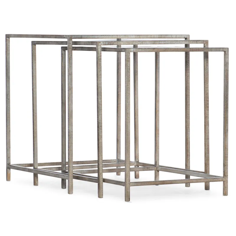 Novella Wavecrest Metal and Glass Nesting Tables Silhouette