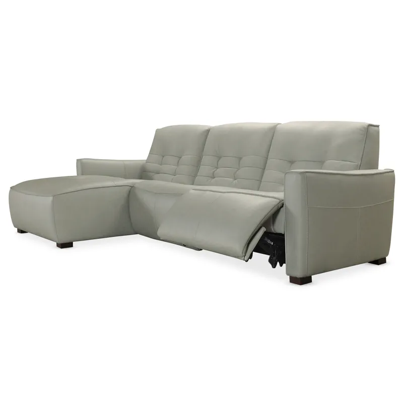Reaux Power Motion Sofa w/ LAF Chaise w/2 Power Recline Silhouette