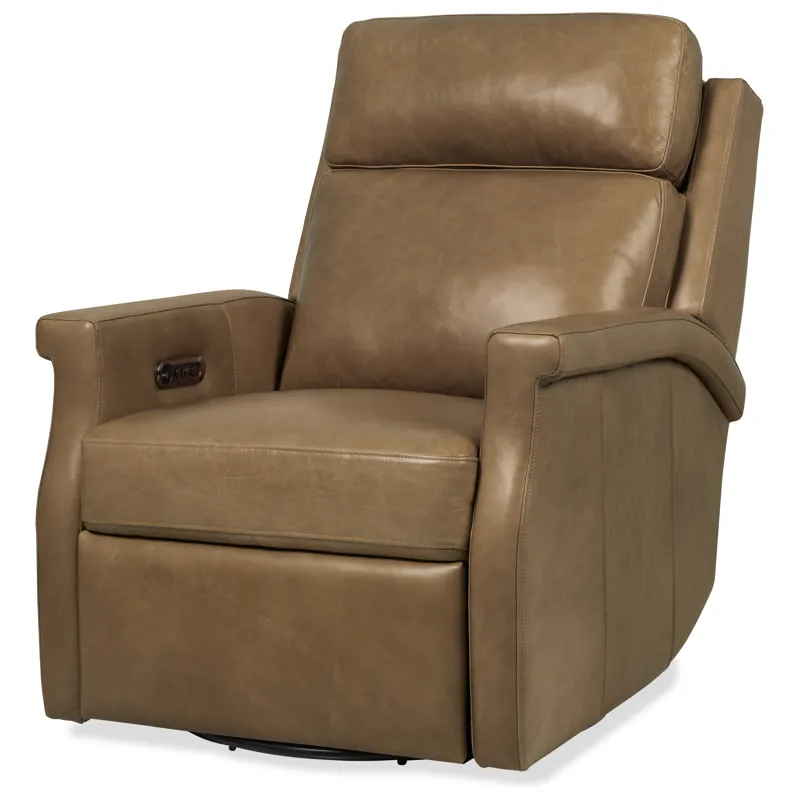 Hooker Ready-Made Upholstery Kaufman Swivel Power Recliner with Pop-Up Headrest
