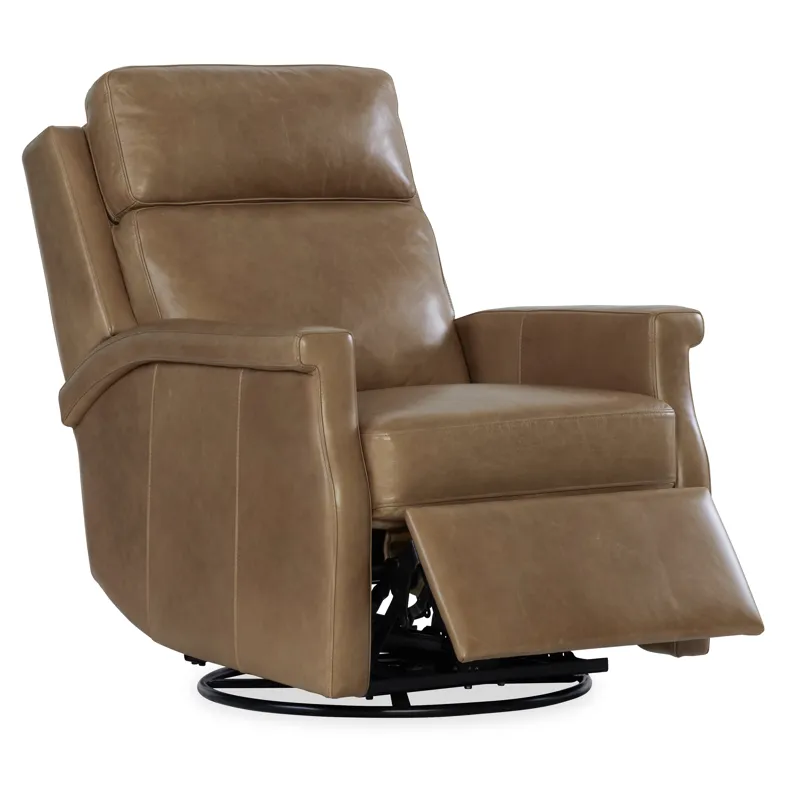Hooker Ready-Made Upholstery Kaufman Swivel Power Recliner with Pop-Up Headrest