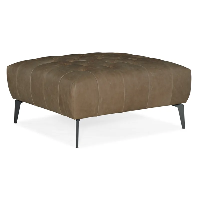 Nicolla Leather Stationary Ottoman Silhouette