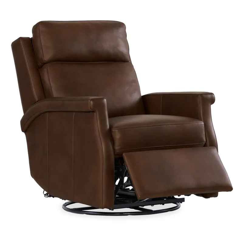Hooker Ready-Made Upholstery Kaufman Swivel Power Recliner with Pop-Up Headrest