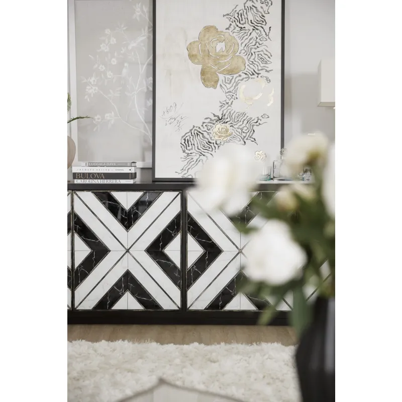 Sanctuary Grand Noir Et Blanc Entertainment Console Detail