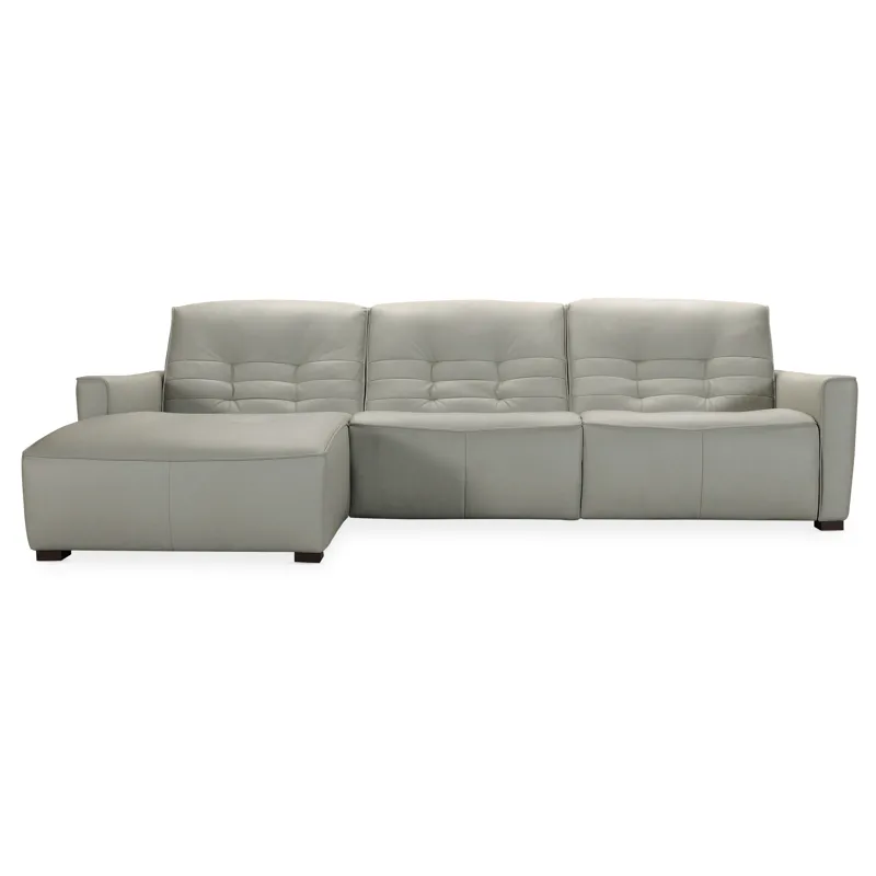 Reaux Power Motion Sofa w/ LAF Chaise w/2 Power Recline Silhouette