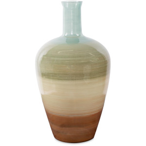 Capri Stripe Glass Bottle Vase- Short
