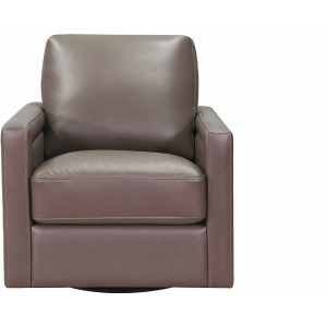 Alice Swivel Leather Chair - Granite Brown