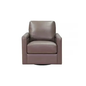 Alice Swivel Leather Chair - Granite Brown
