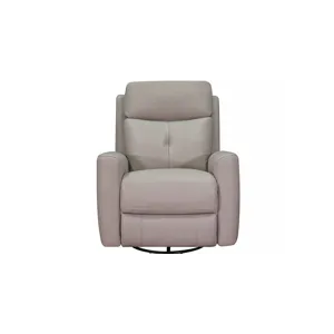 Sterling Power Headrest Swivel Glider Leather Recliner - Stone Gray