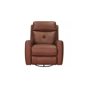 Sterling Power Headrest Swivel Glider Leather Recliner - Nutmeg Brown