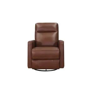 Ashby Power Headrest Swivel Glider Leather Recliner - Pecan Brown
