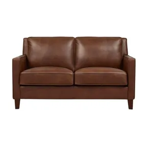 Ashby Leather Loveseat - Ash