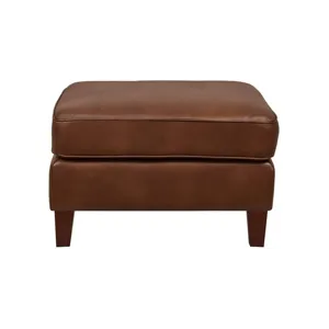 Ashby Leather Ottoman - Ash