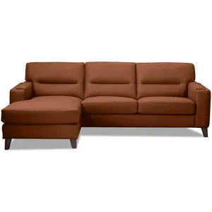 Elm Leather Left Chaise - Nutmeg