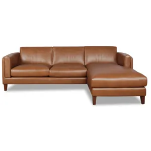 Maui Leather Right Chaise - Nutmeg