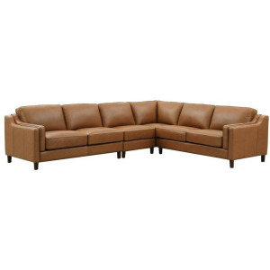 Bella Leather L-Shape Sectional - Cognac