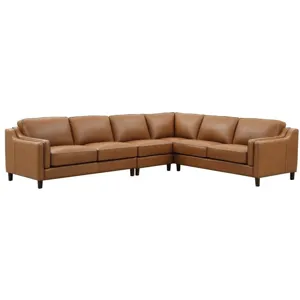 Bella Leather L-Shape Sectional - Cognac