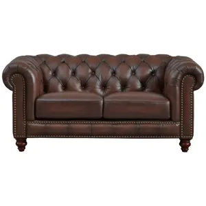 Alton Bay Leather Loveseat - Caramel