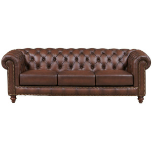 Alton Bay Leather Sofa - Caramel