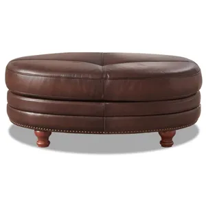 Belfast Leather Ottoman - Caramel