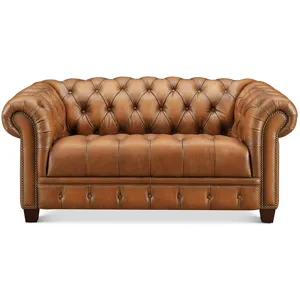 York Leather Loveseat - Saddle