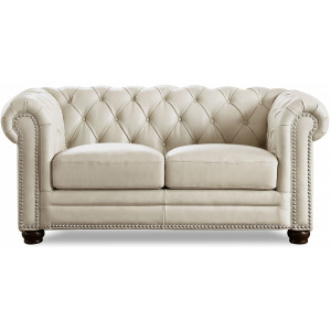 Aliso Leather Loveseat - Vanilla