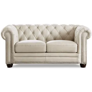 Aliso Leather Loveseat - Vanilla