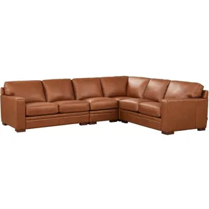 Dillon Leather L-Shaped Sectional - Nutmeg