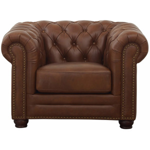 Aliso Leather Chair - Pecan Brown