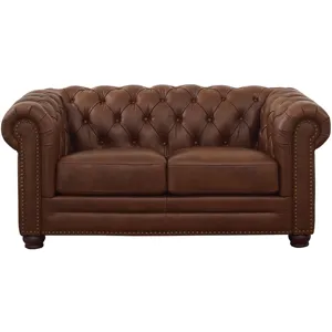 Aliso Leather Loveseat - Pecan Brown