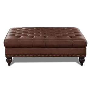 Aliso Leather Ottoman - Caramel